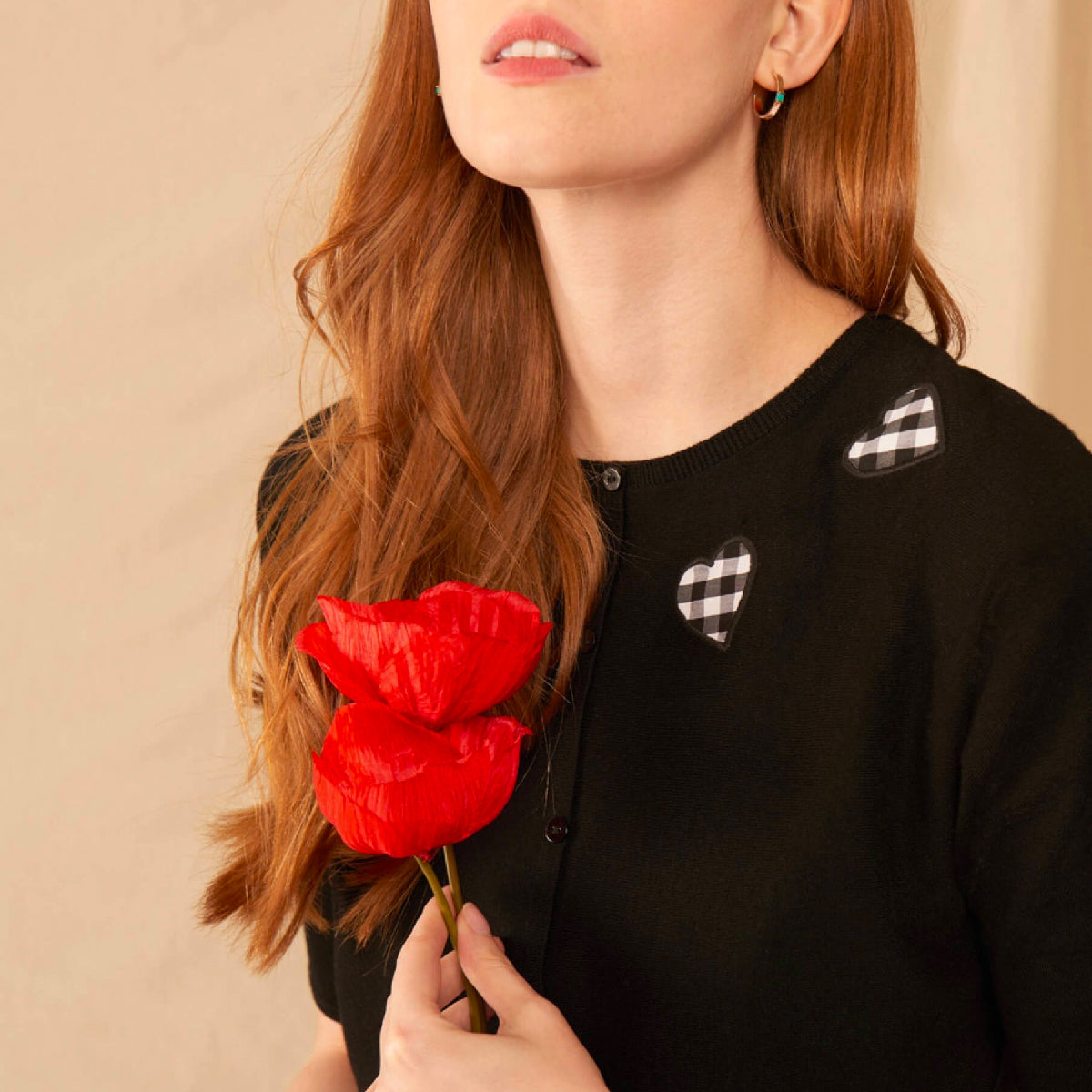 3/4 SLEEVE CARDIGAN IN BLACK AND WHITE