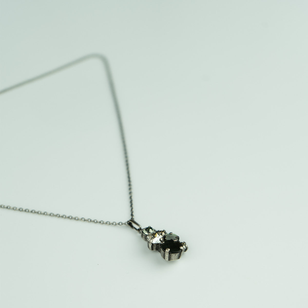 GRAPHITE & CRYSTAL NECKLACE