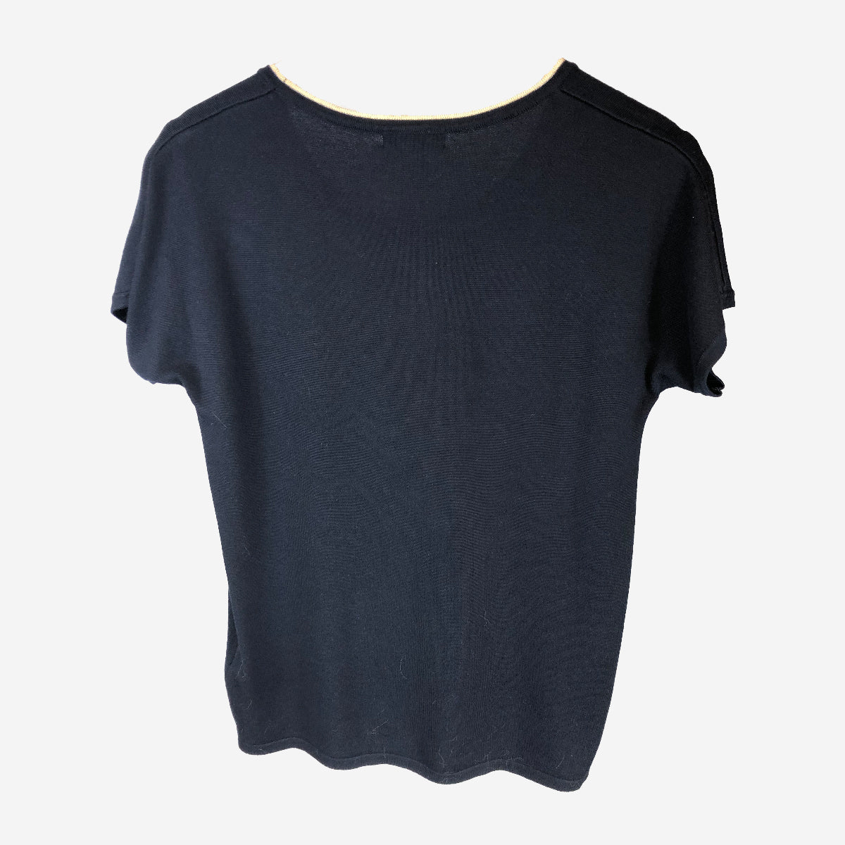 SHORT SLEEVED ROUND NECK NAVY EMBELLISHED JUMPER