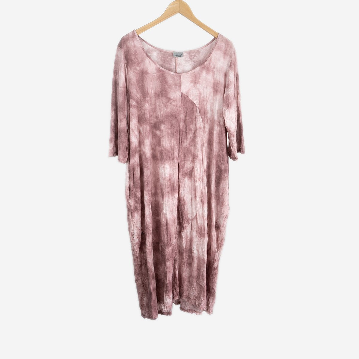 THREE QUARTER SLEEVE CRINKLE DRESS