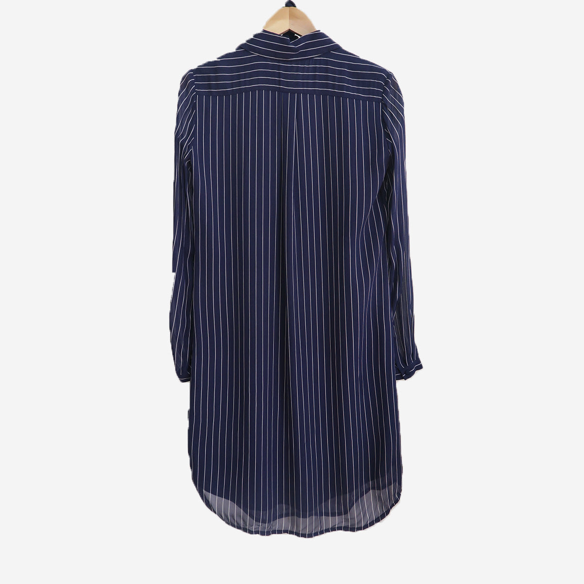 PINSTRIPE SHIRT DRESS WITH BELT