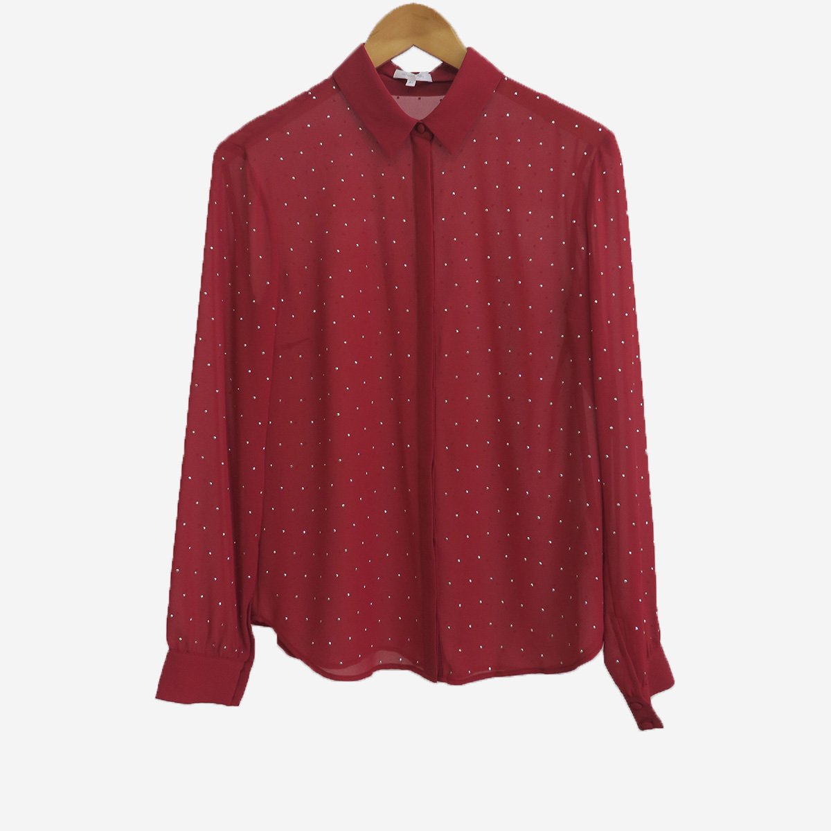SHEER STUD RED SHIRT