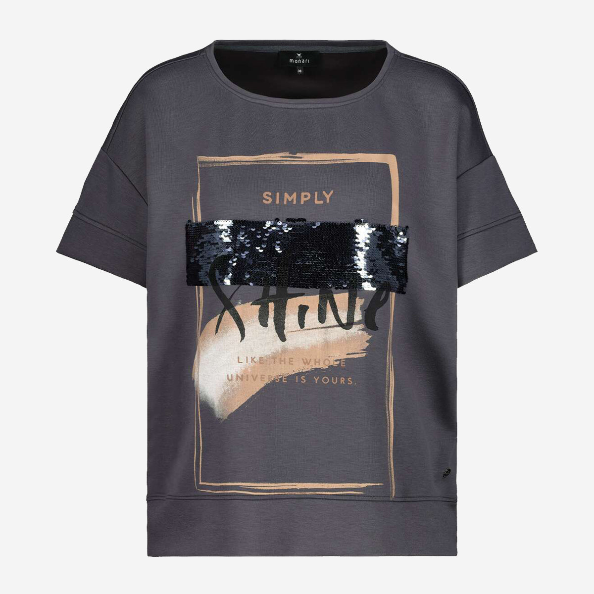 HALF SLEEVE JERSEY SHIRT WITH SEQUINS AND PRINT