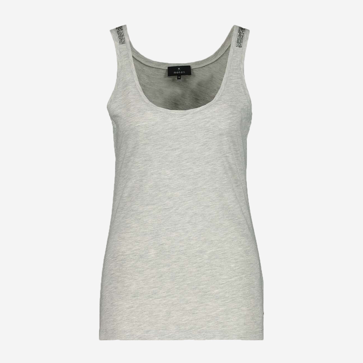 JERSEY TOP WITH ROUND NECK AND RHINESTONE DETAILS