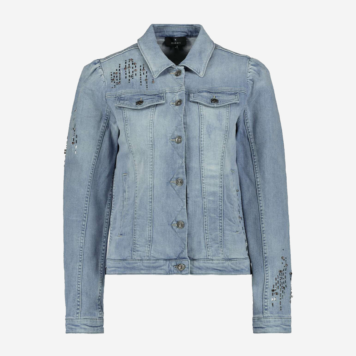 JEANS JACKET WITH GEMSTONES IN LIGHT BLUE