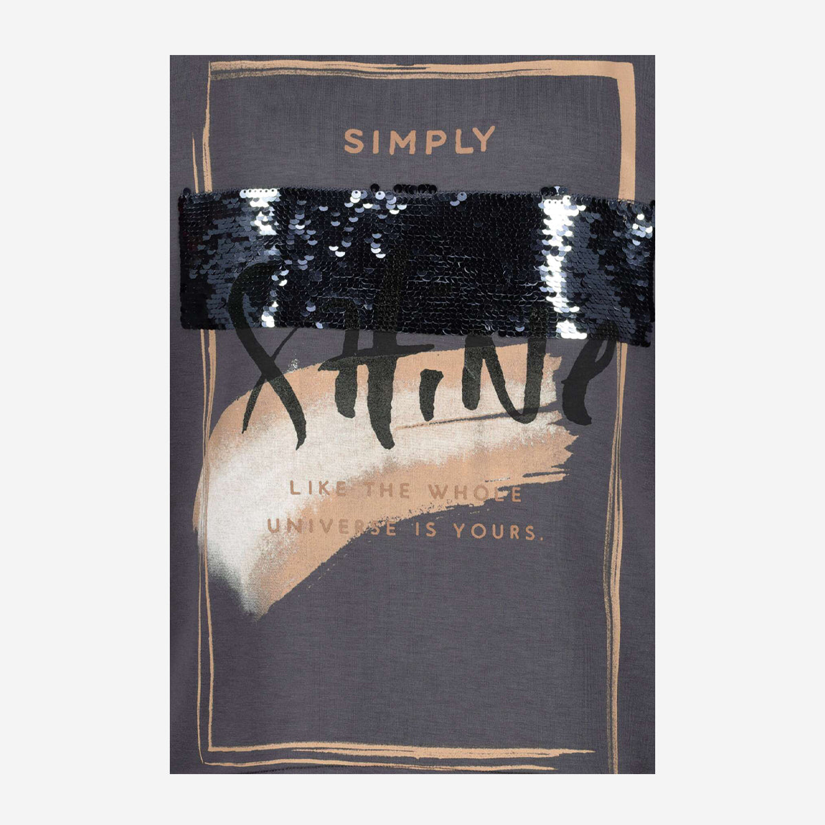 HALF SLEEVE JERSEY SHIRT WITH SEQUINS AND PRINT