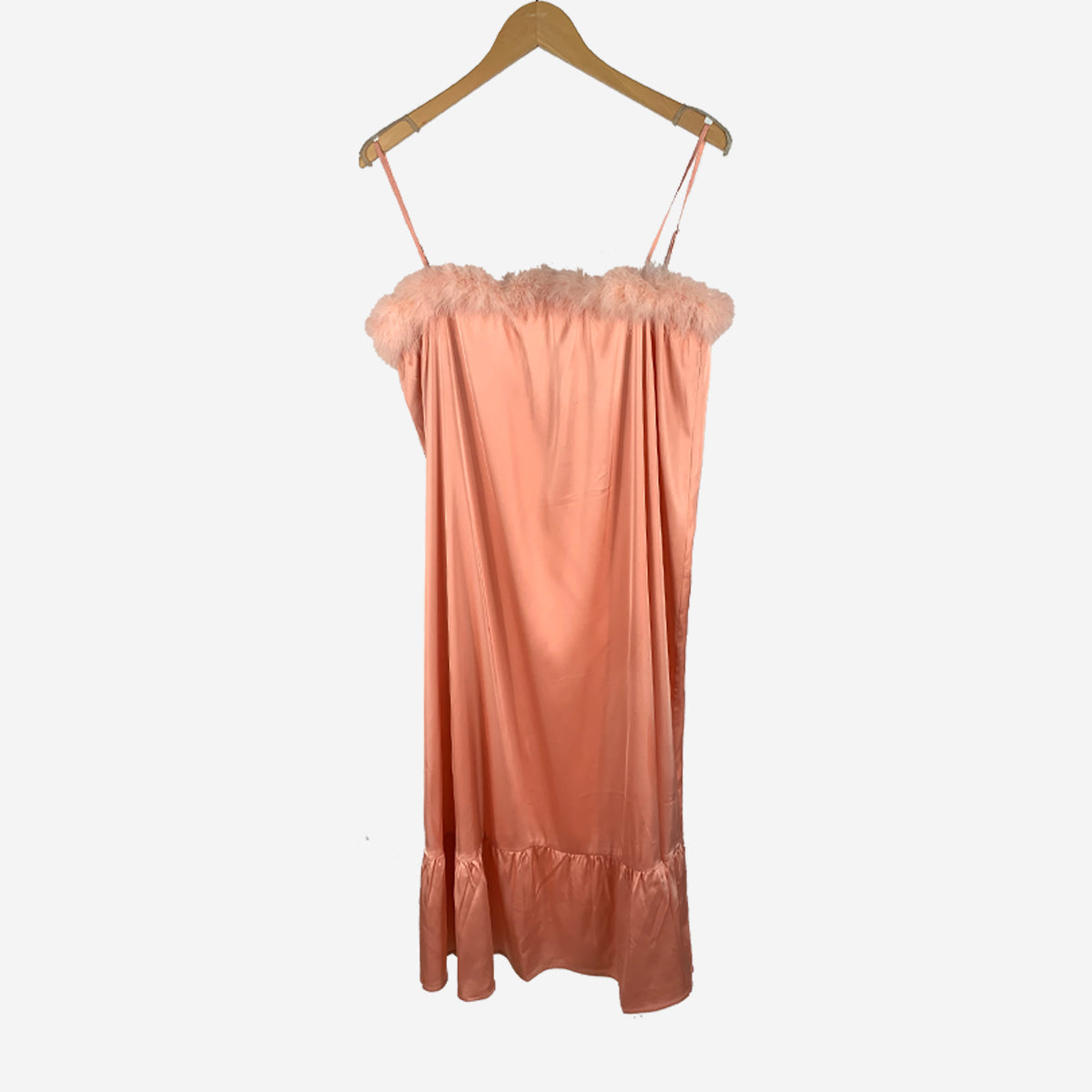 LULU SATIN MARBO FUR DRESS