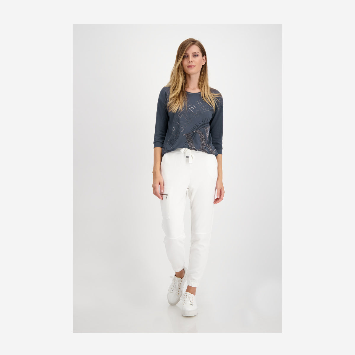 JERSEY SHIRT WITH ¾ ARM AND RHINESTONES