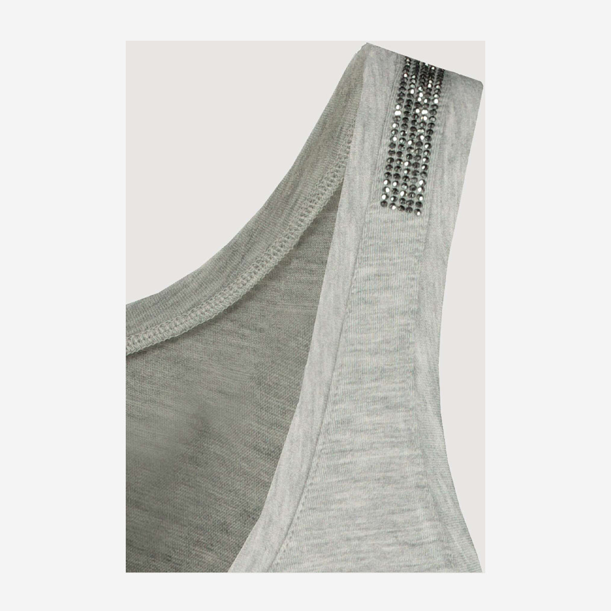 JERSEY TOP WITH ROUND NECK AND RHINESTONE DETAILS