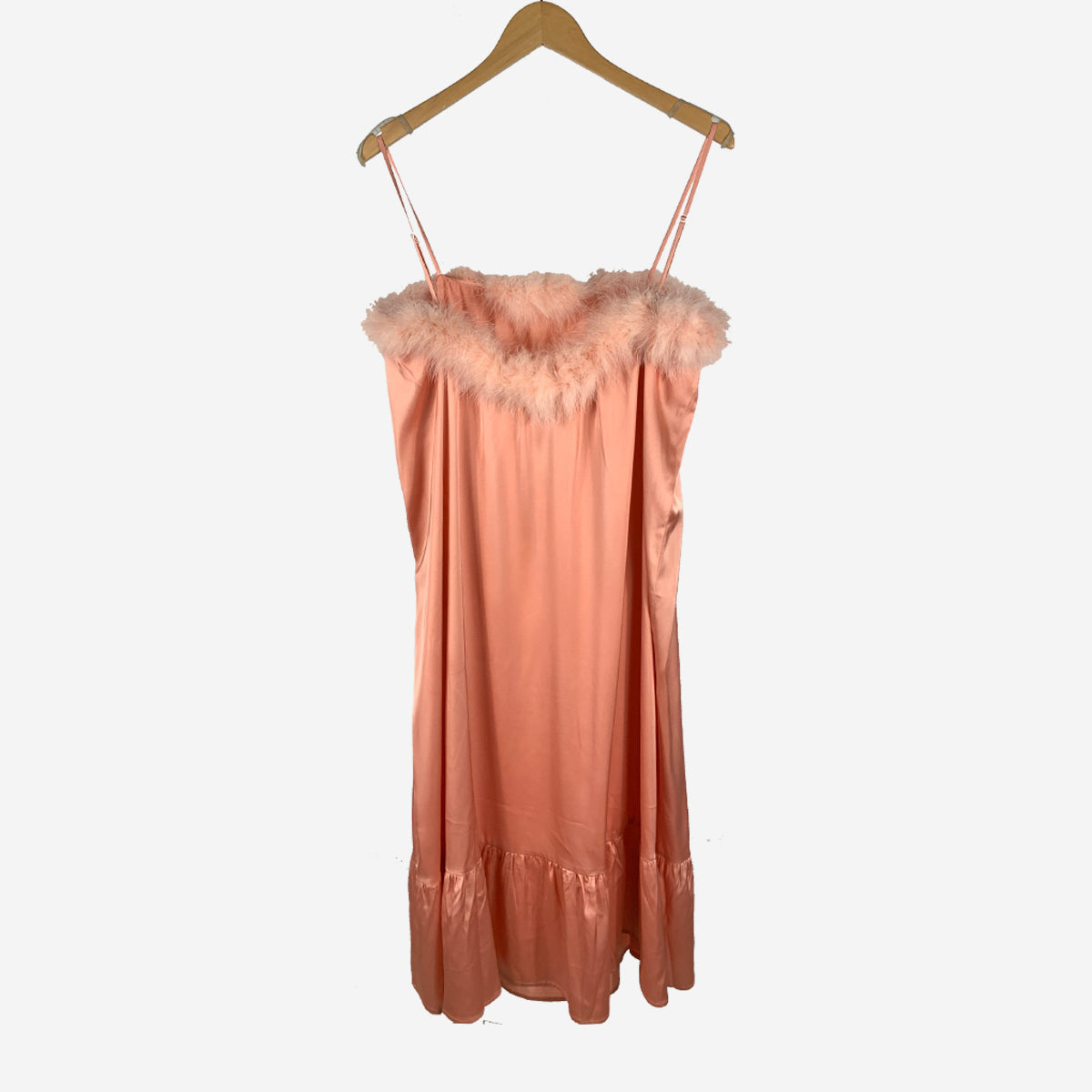 LULU SATIN MARBO FUR DRESS