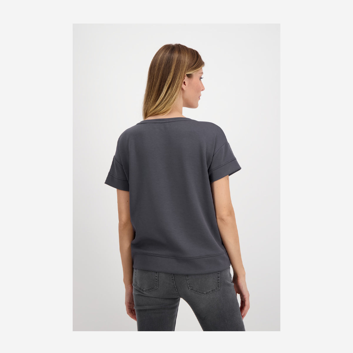 HALF SLEEVE JERSEY SHIRT WITH SEQUINS AND PRINT