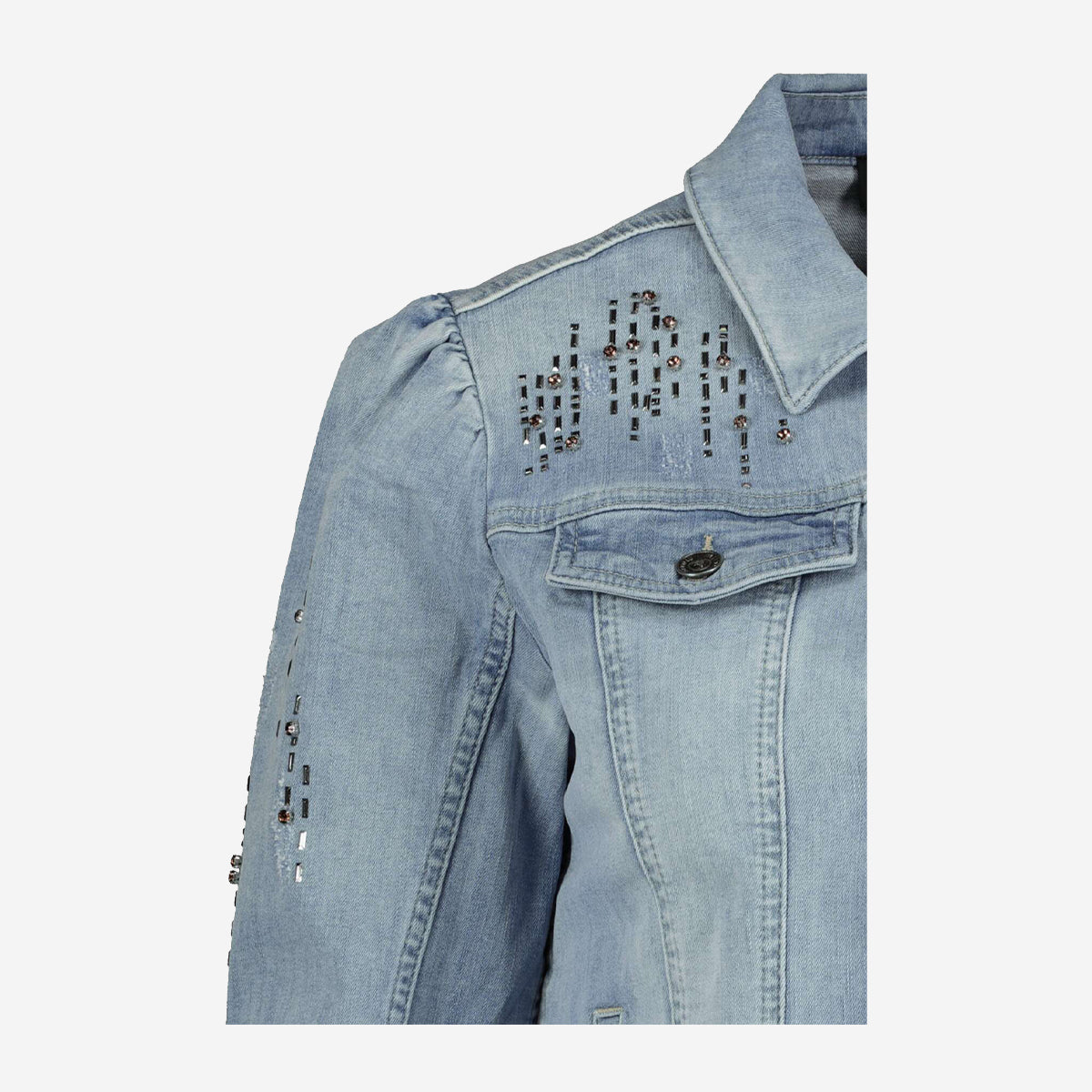JEANS JACKET WITH GEMSTONES IN LIGHT BLUE