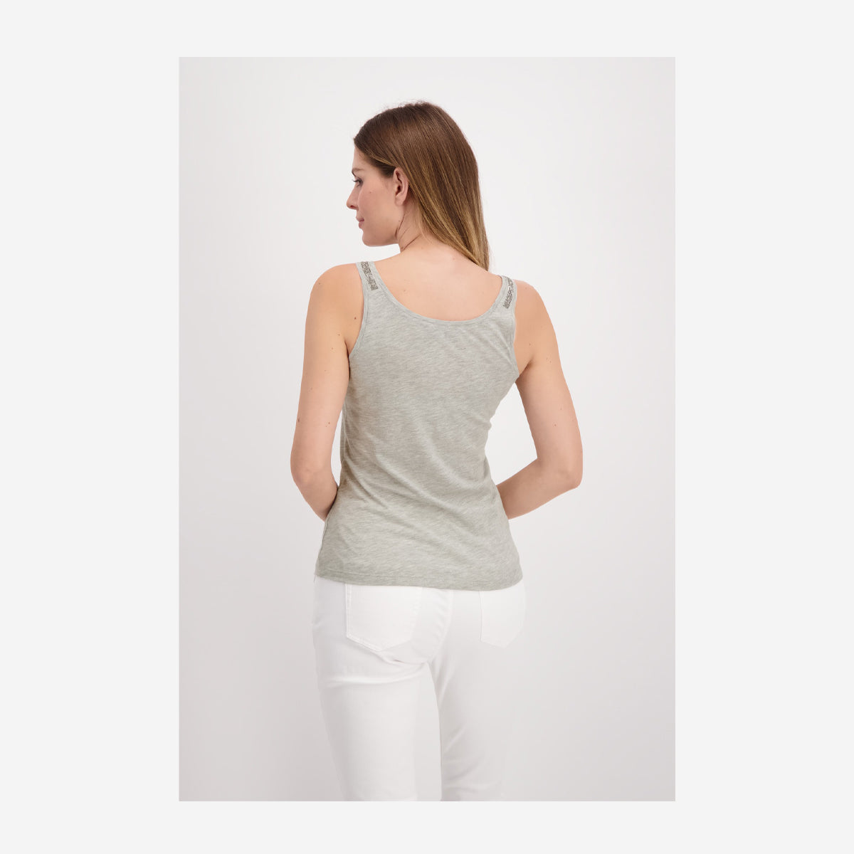 JERSEY TOP WITH ROUND NECK AND RHINESTONE DETAILS