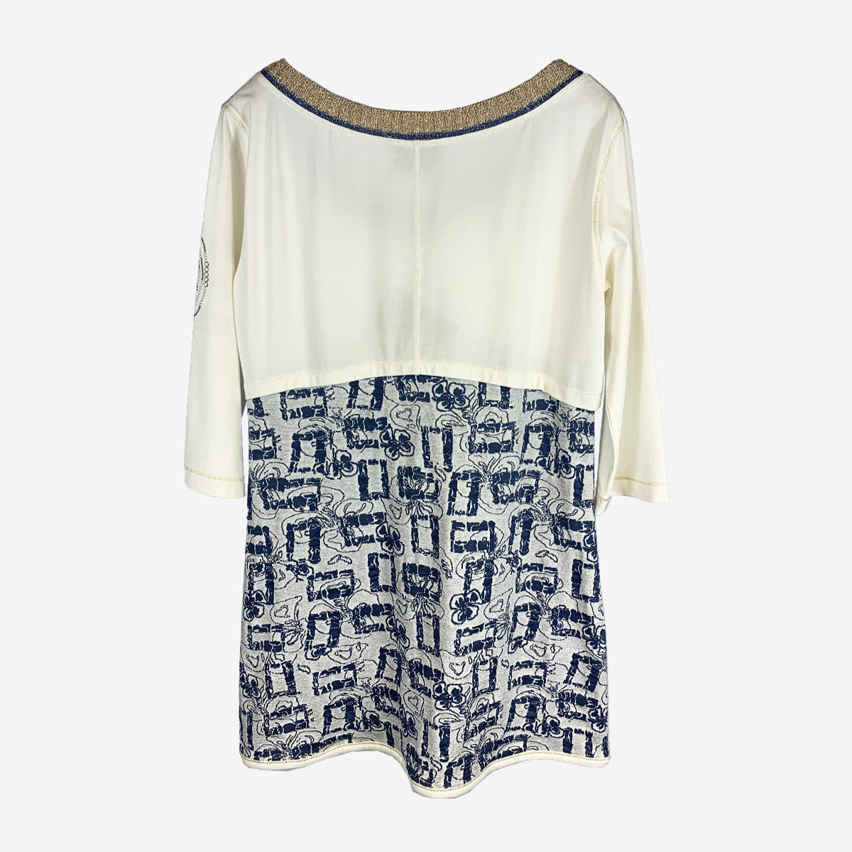 3/4 SLEEVE CONTRAST PRINT TOP