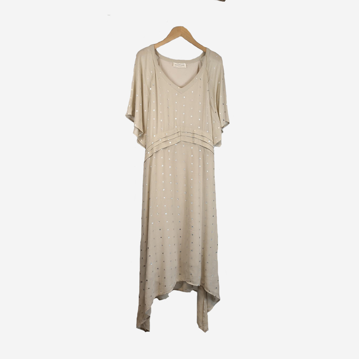 SHORT SLEEVED ASYMMETRICAL V NECK DRESS