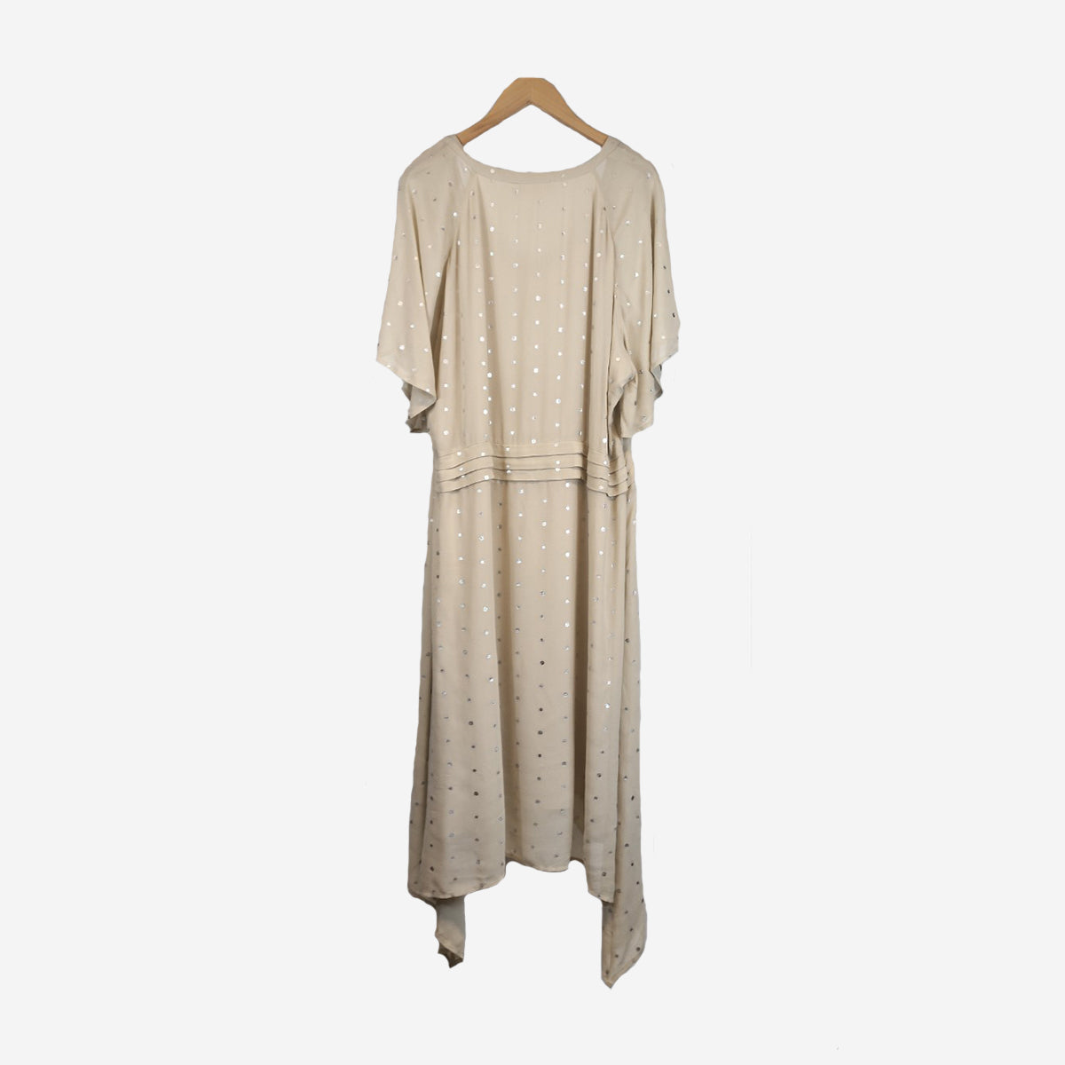 SHORT SLEEVED ASYMMETRICAL V NECK DRESS