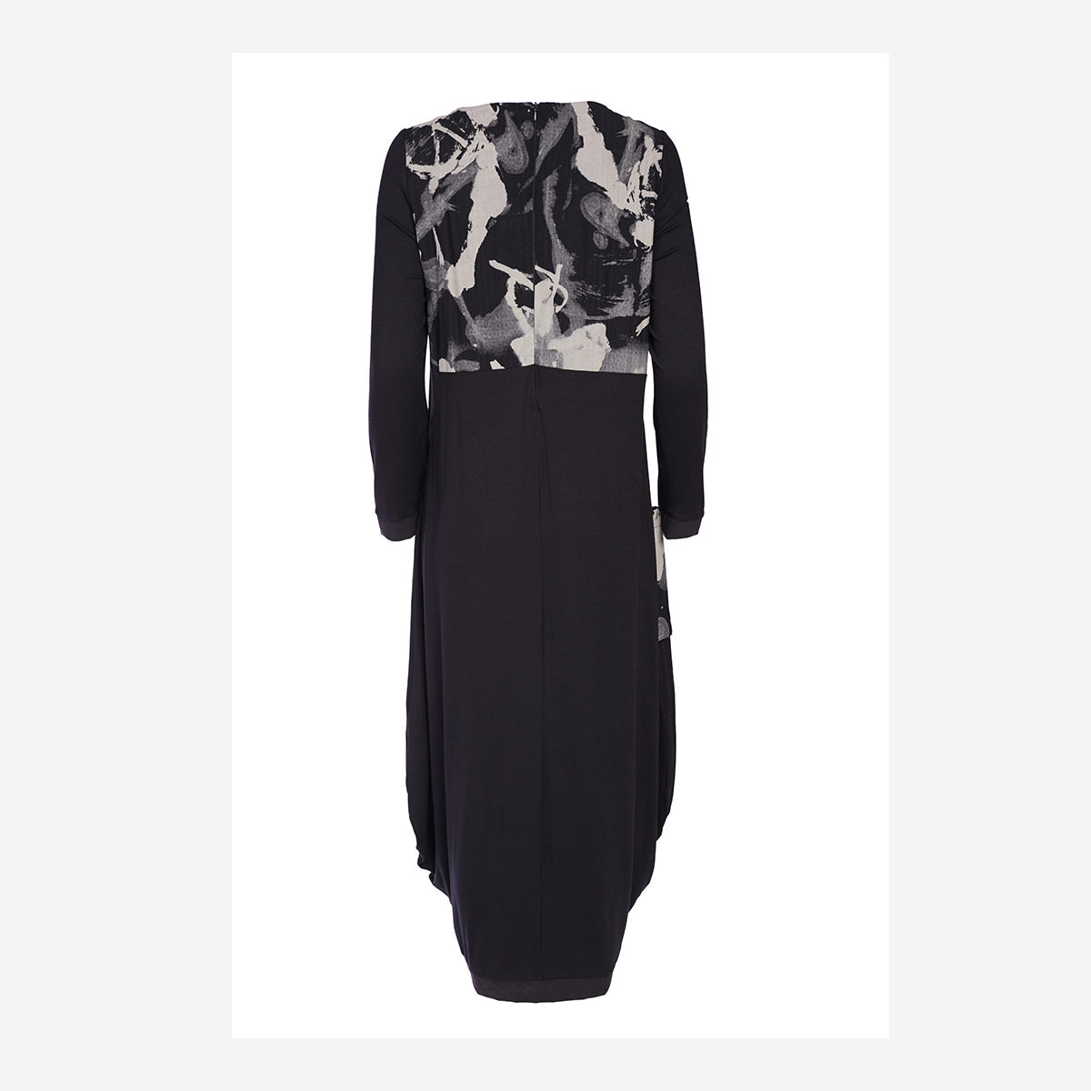 DRESS WITH PRINT TOP PANEL AND POCKETS