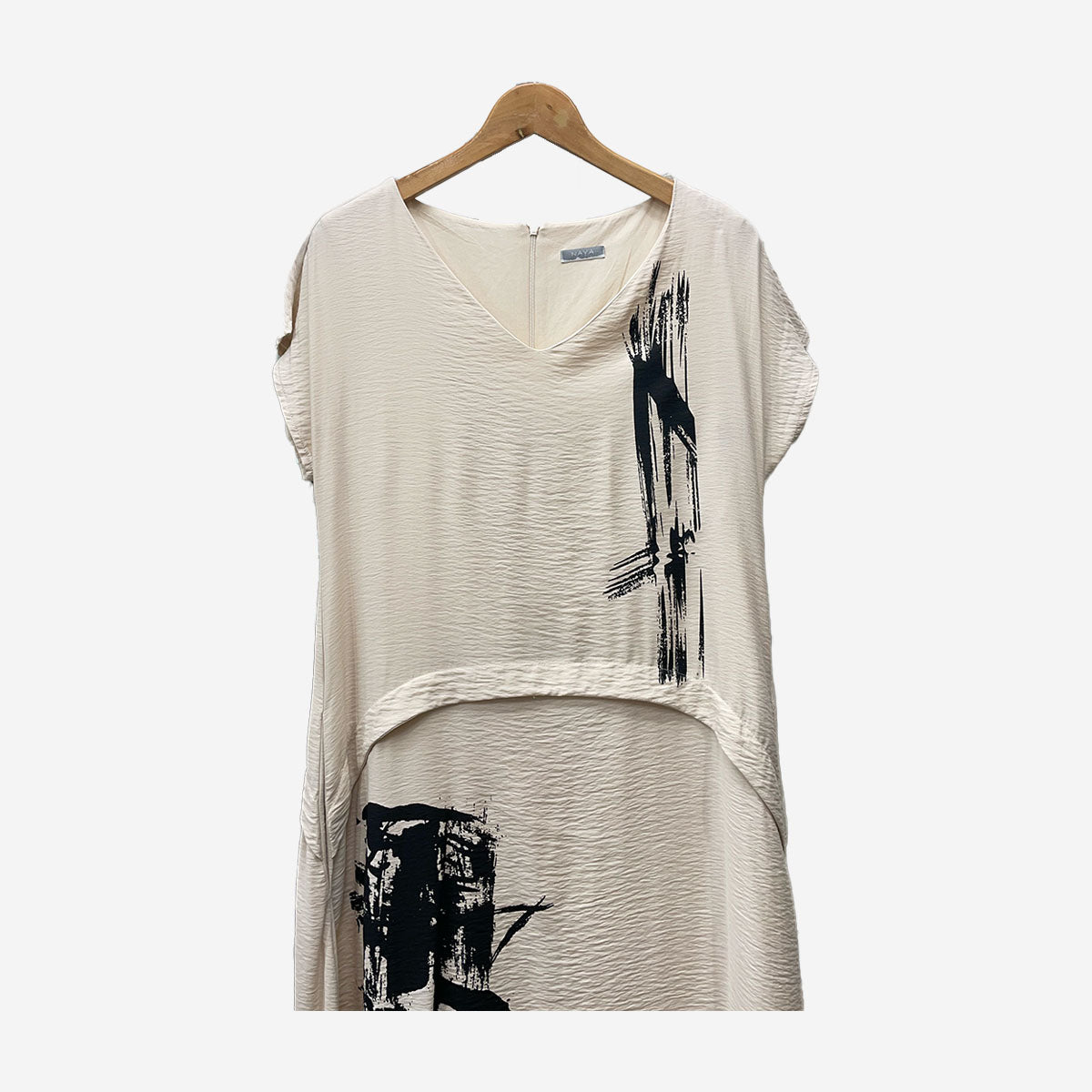 OATMEAL DRESS WITH PLACEMENT PRINT SKIRT