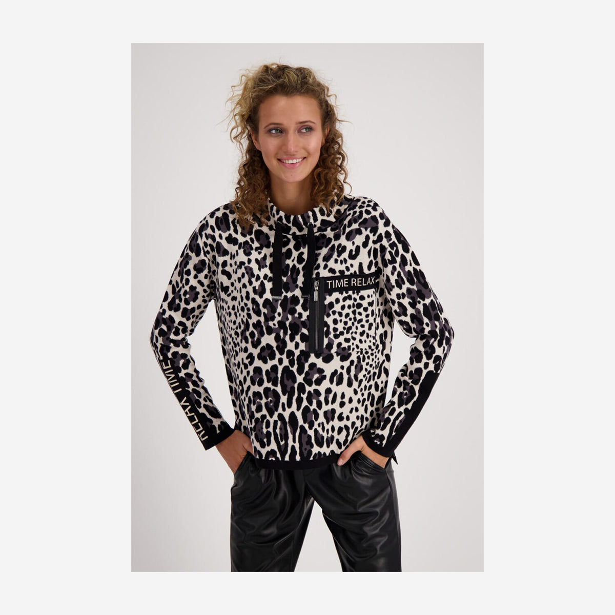 Black and white animal print sweater hotsell