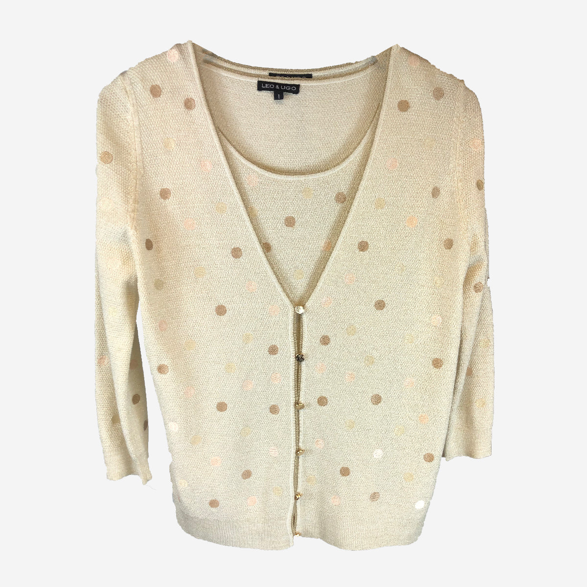 LEO & UGO BRONZE/GOLD SPOTTED TWINSET