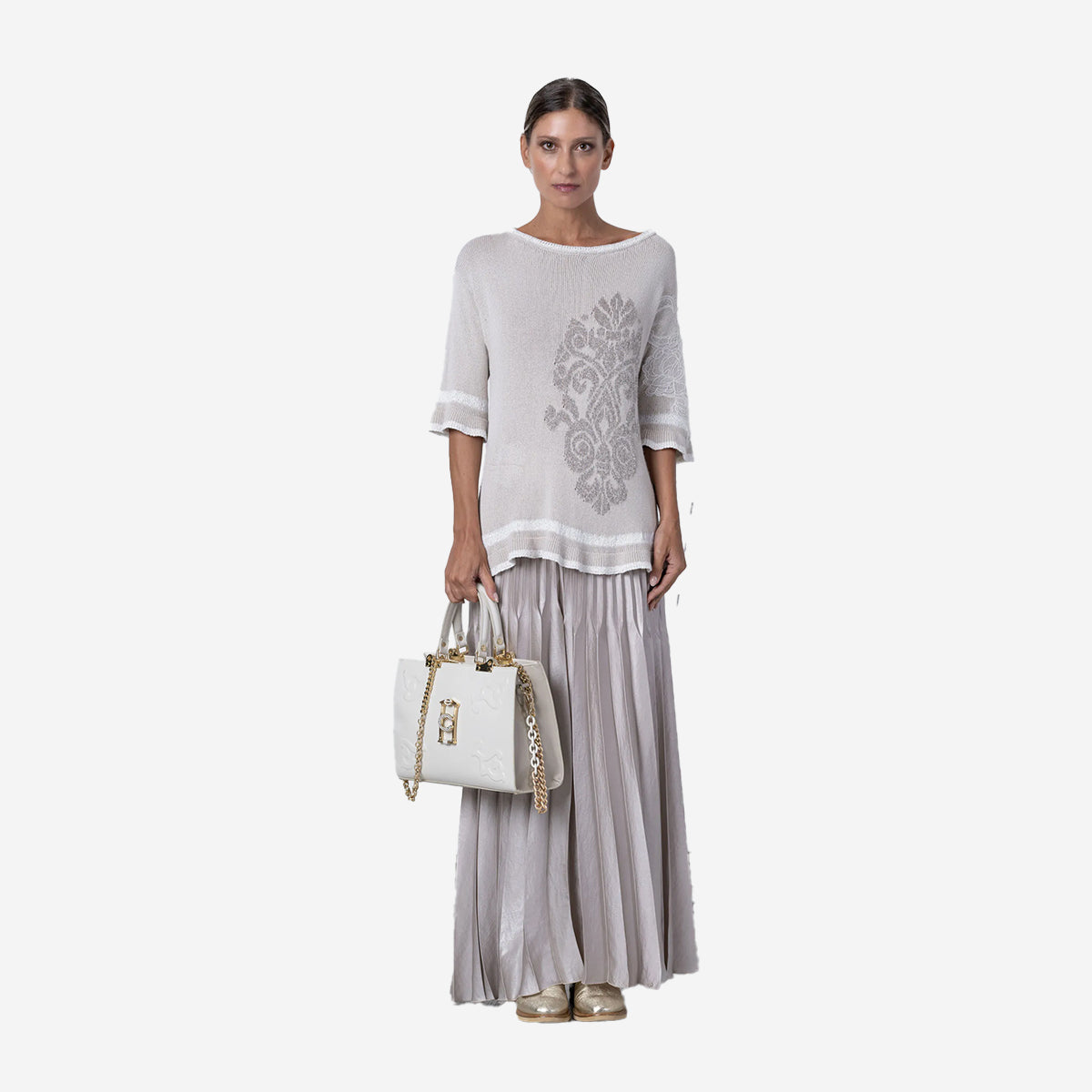 ELISA CAVALETTI LIGHT BEIGE/WHITE TOP EJP254023511-05080