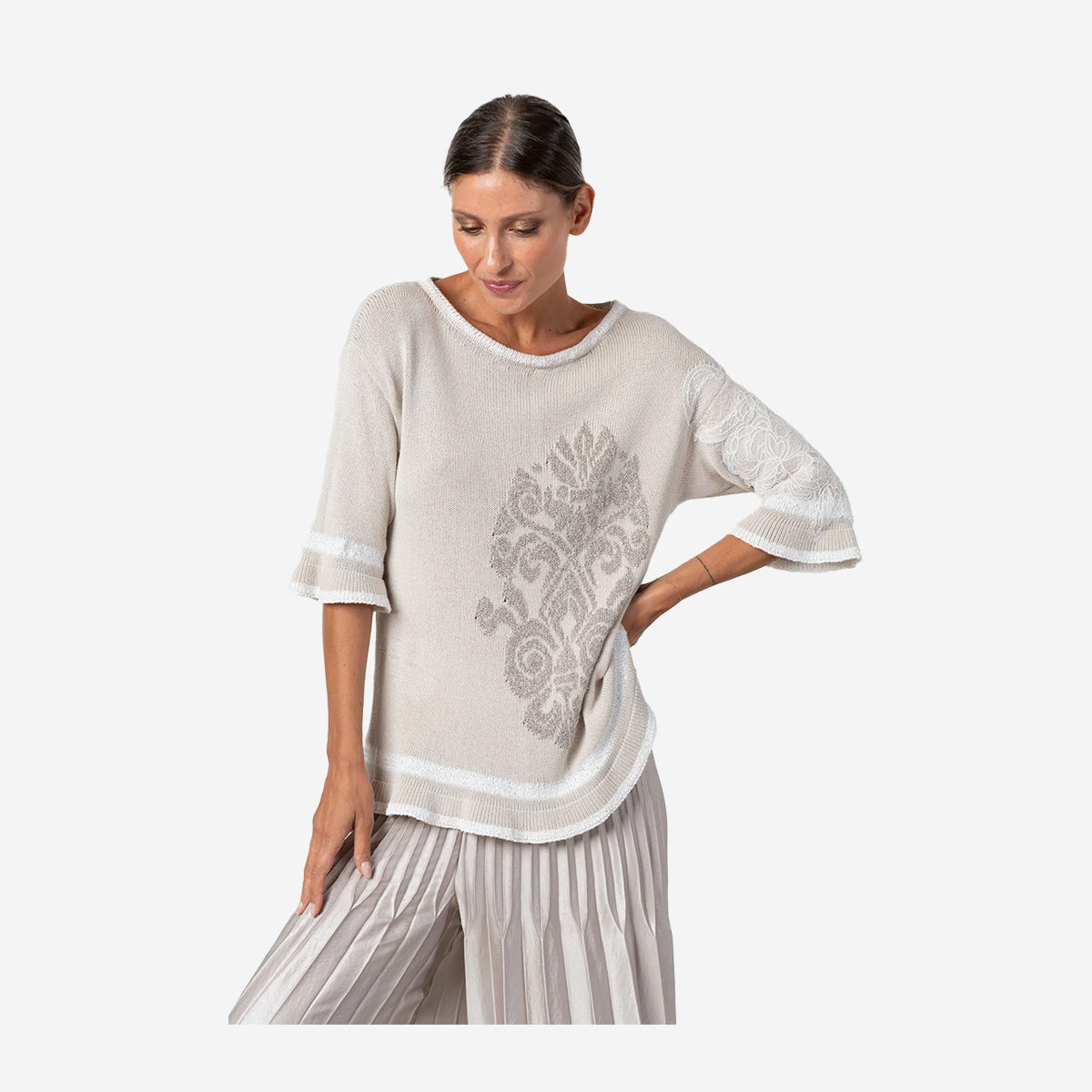 ELISA CAVALETTI LIGHT BEIGE/WHITE TOP EJP254023511-05080