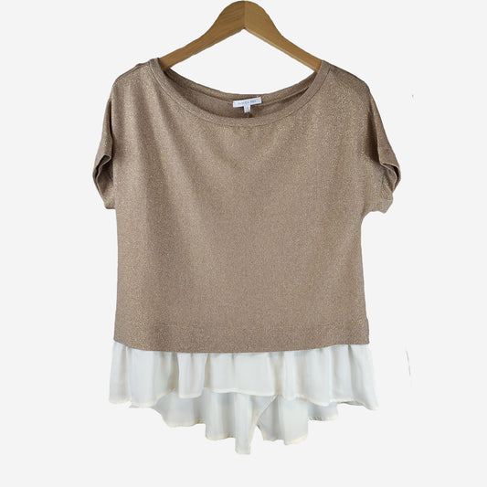 ROUND NECK LUREX TOP WITH FRILLY BOTTOM