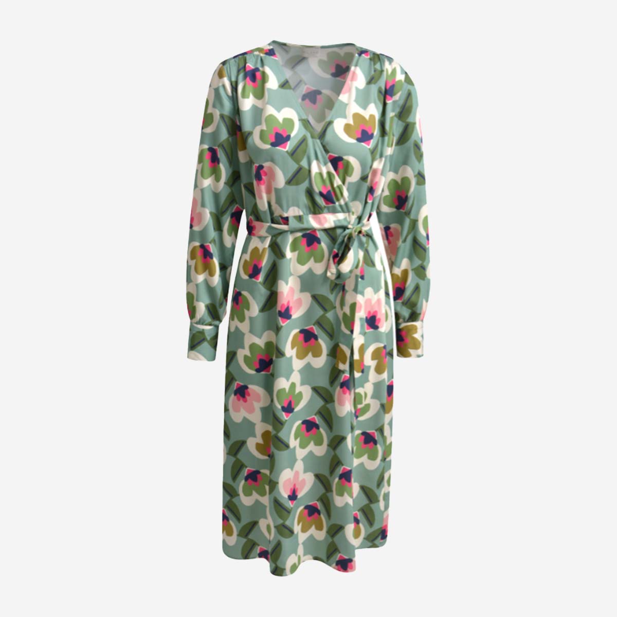MILANO MIDI DRESS WRAP TOP WITH BELT DETAIL AT WAIST