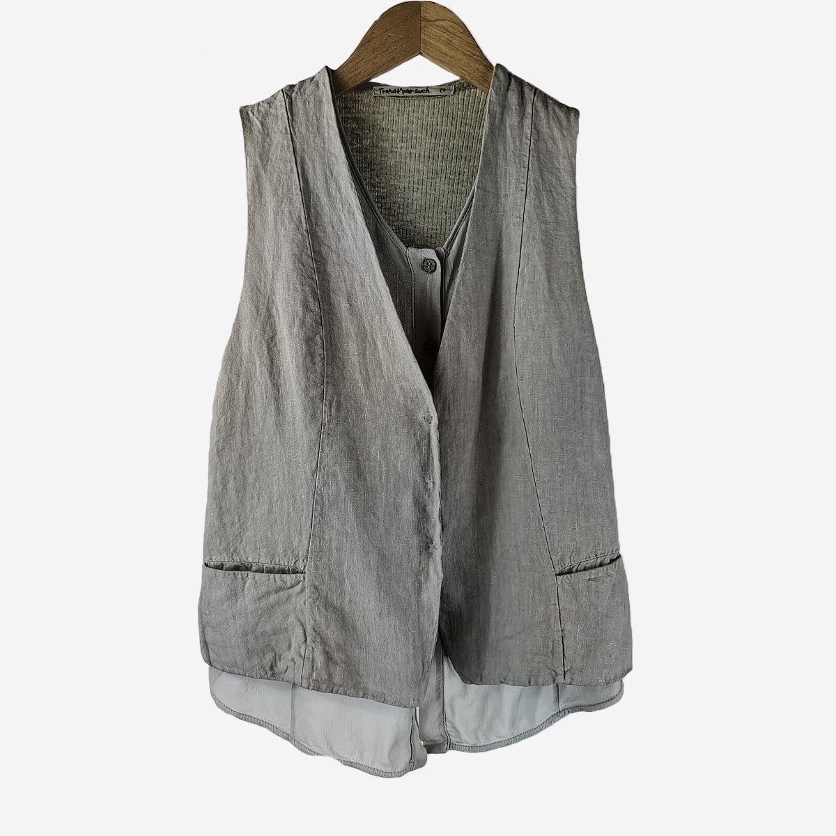 SHORT LINEN MIX WAISTCOAT