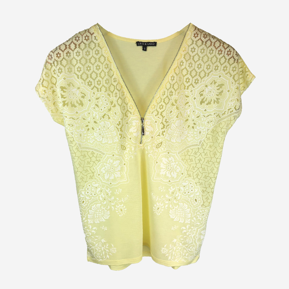 SLEEVELESS TOP WITH PRETTY LACE PATTERN AND ZIP DETAIL TO THE FRONT