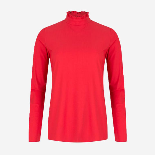 FITTED RED TURTLENECK TOP