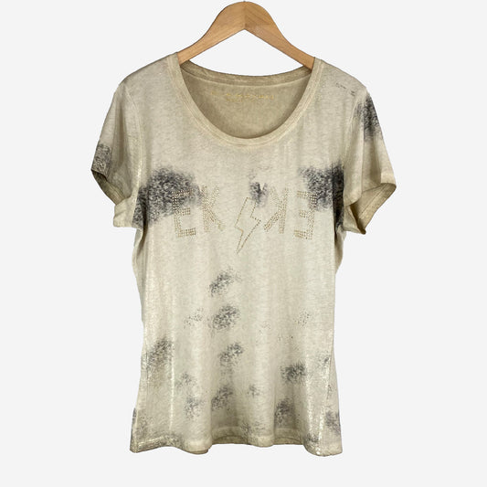 FADED EFFECT T-SHIRT WITH STUDDED EVA KAYAN LOGO