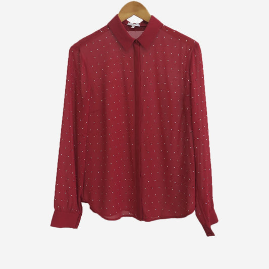 SHEER STUD RED SHIRT