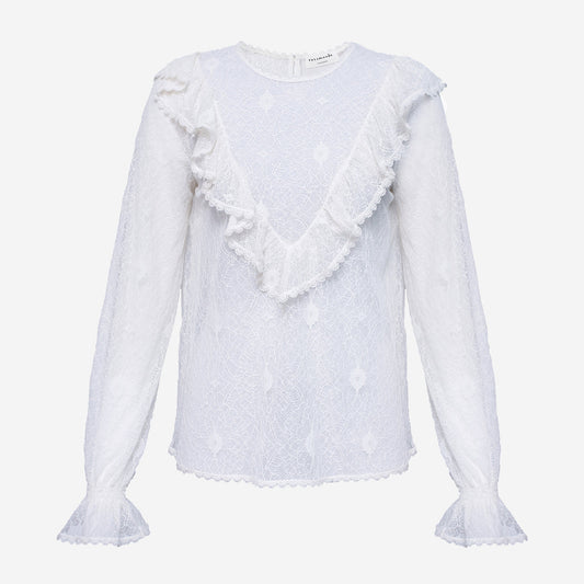 PUFF-SLEEVE LACE BLOUSE