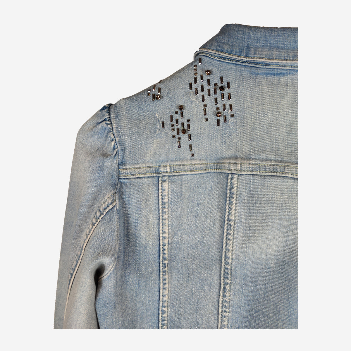 JEANS JACKET WITH GEMSTONES IN LIGHT BLUE