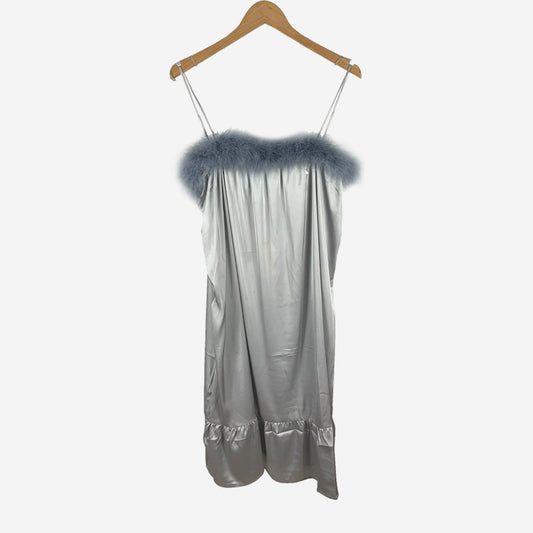 LULU SATIN MARBO FUR DRESS